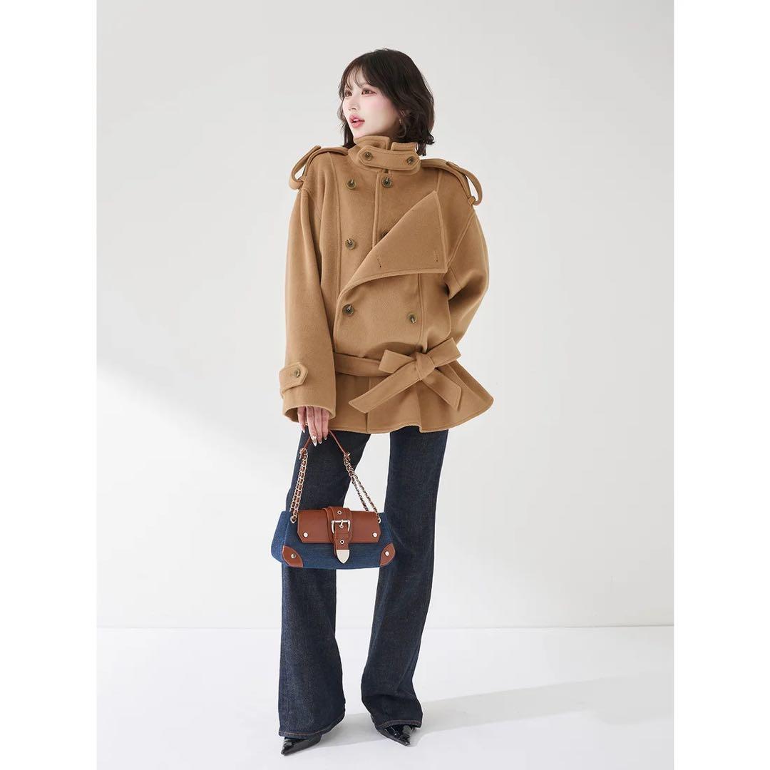 新品タグ付 ダーリッチ ドロップショルダージャケットコート FL キャメル