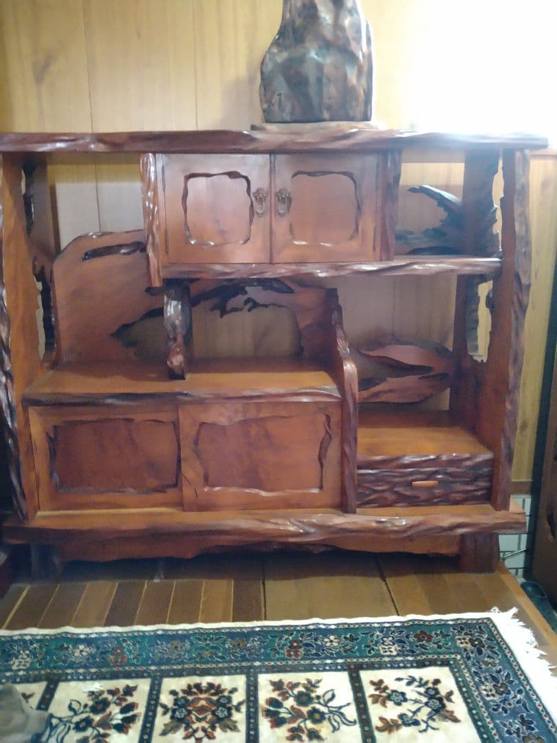 屋久杉 飾り棚 天然木漆塗り オマケあり