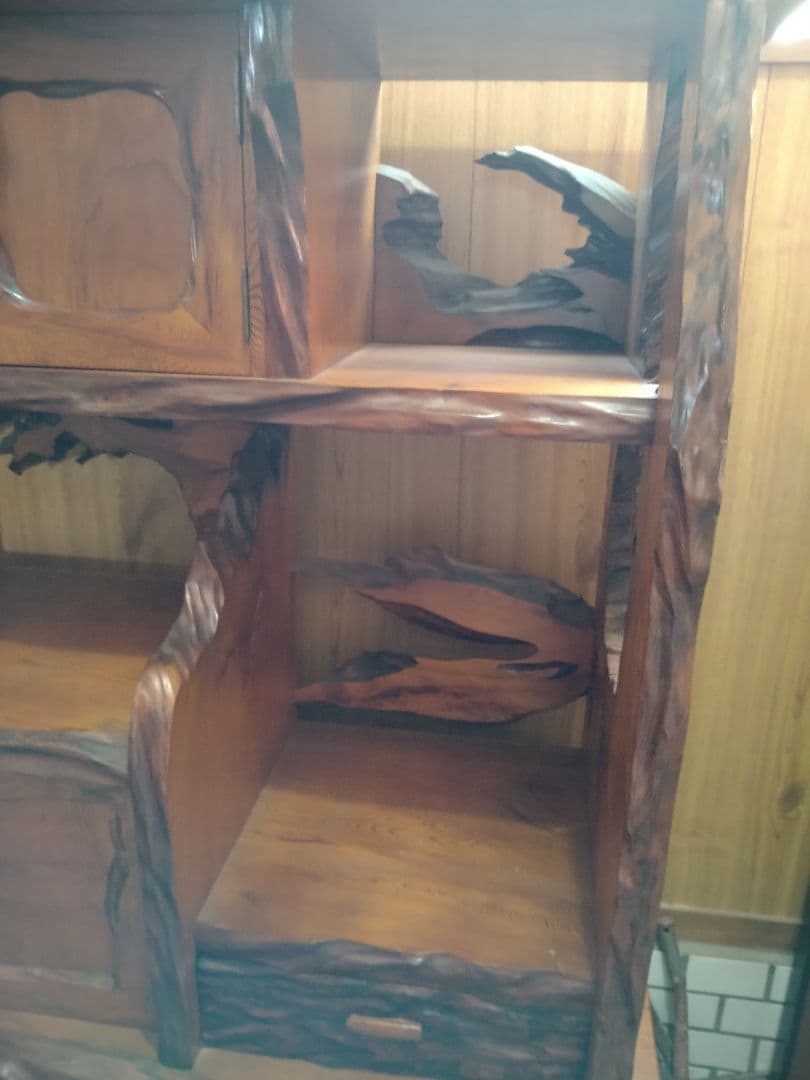 屋久杉 飾り棚 天然木漆塗り オマケあり