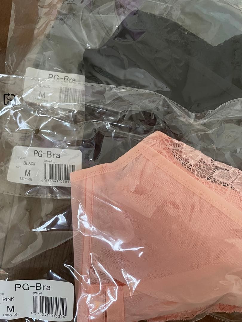 新品未使用 PG-Bra ブラック　ピンク　 Mサイズ 3枚　ソフトワイヤーブラ