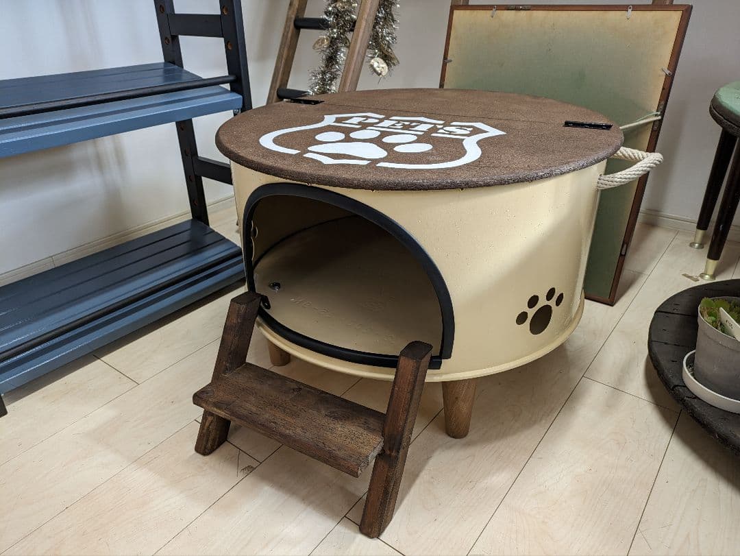 直接取引き希望✨ペット用ハウス 階段付き クリーム色