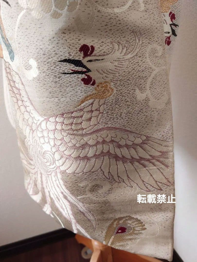 正絹袋帯からの作り帯　アンティーク　七五三ジュニア帯　鶴　だらり帯　一点物