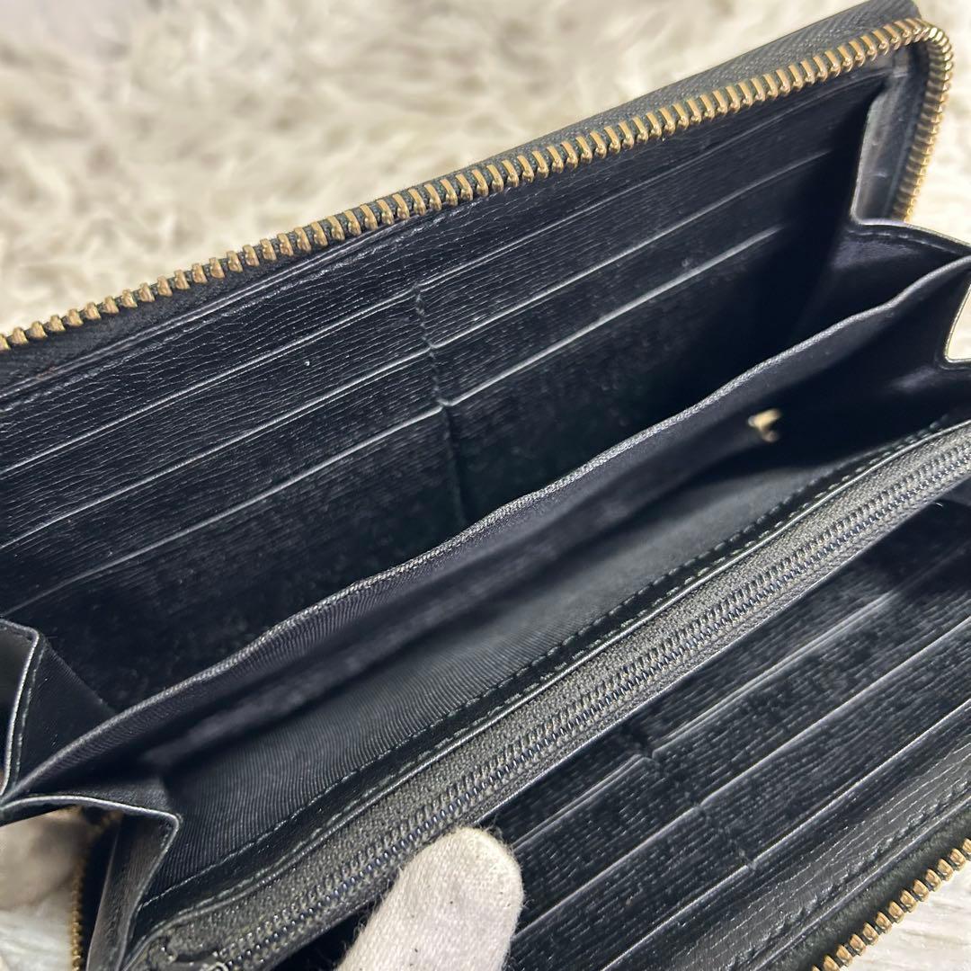 GUCCI グッチ 長財布 レザー ラウンドファスナー インターロッキング