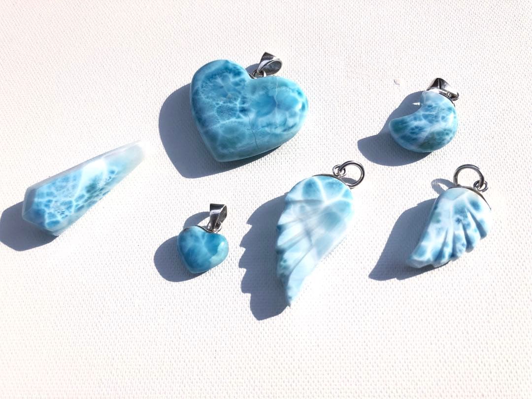 高品質　ラリマー　天使の羽　ペンダントトップ　ラリマーネックレス　チャーム