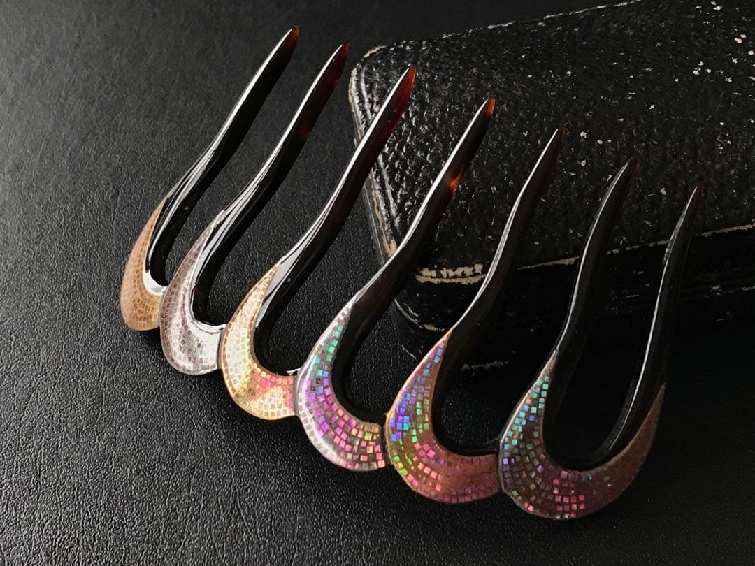 本鼈甲　螺鈿細工　櫛　アンティーク　桐箱入り