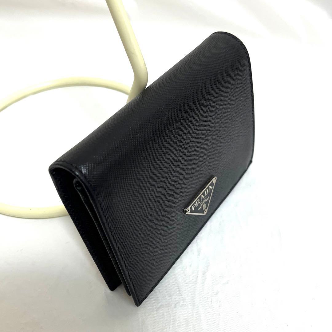 【Y.T】PRADA プラダ サフィアーノレザー 二つ折り財布 ブラック