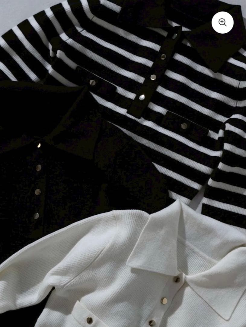 トップス DIANTE BIG COLLAR GOLD BUTTON RIB KNIT