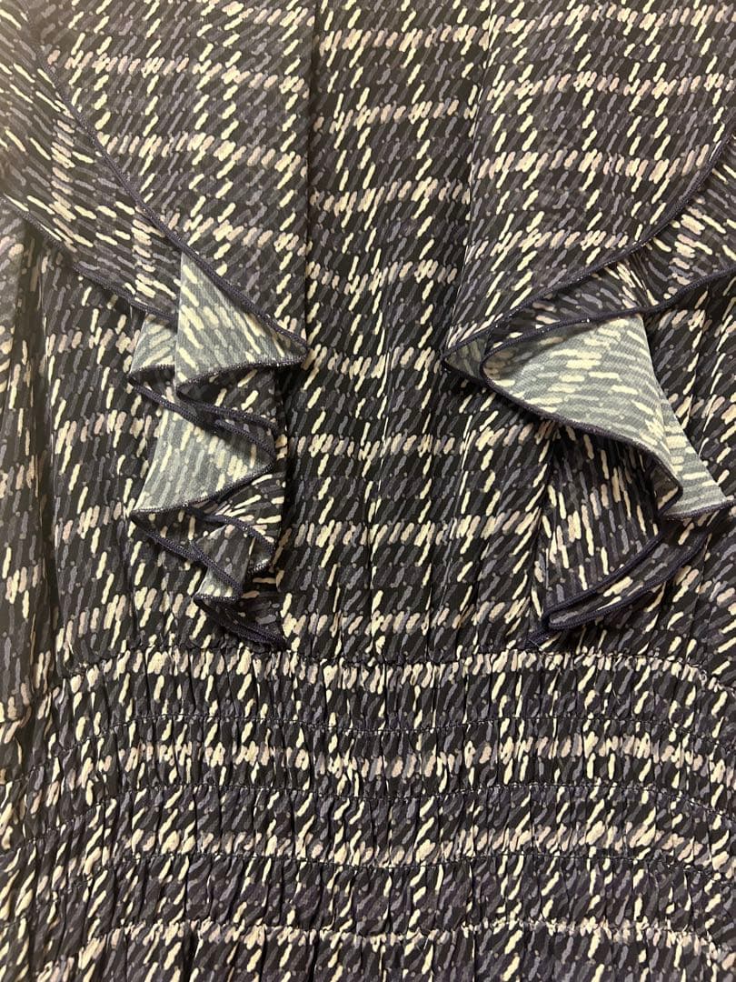 ジルバイジルスチュアート ツイード 風 ラッフル ワンピ ネイビー 紫 1度着用