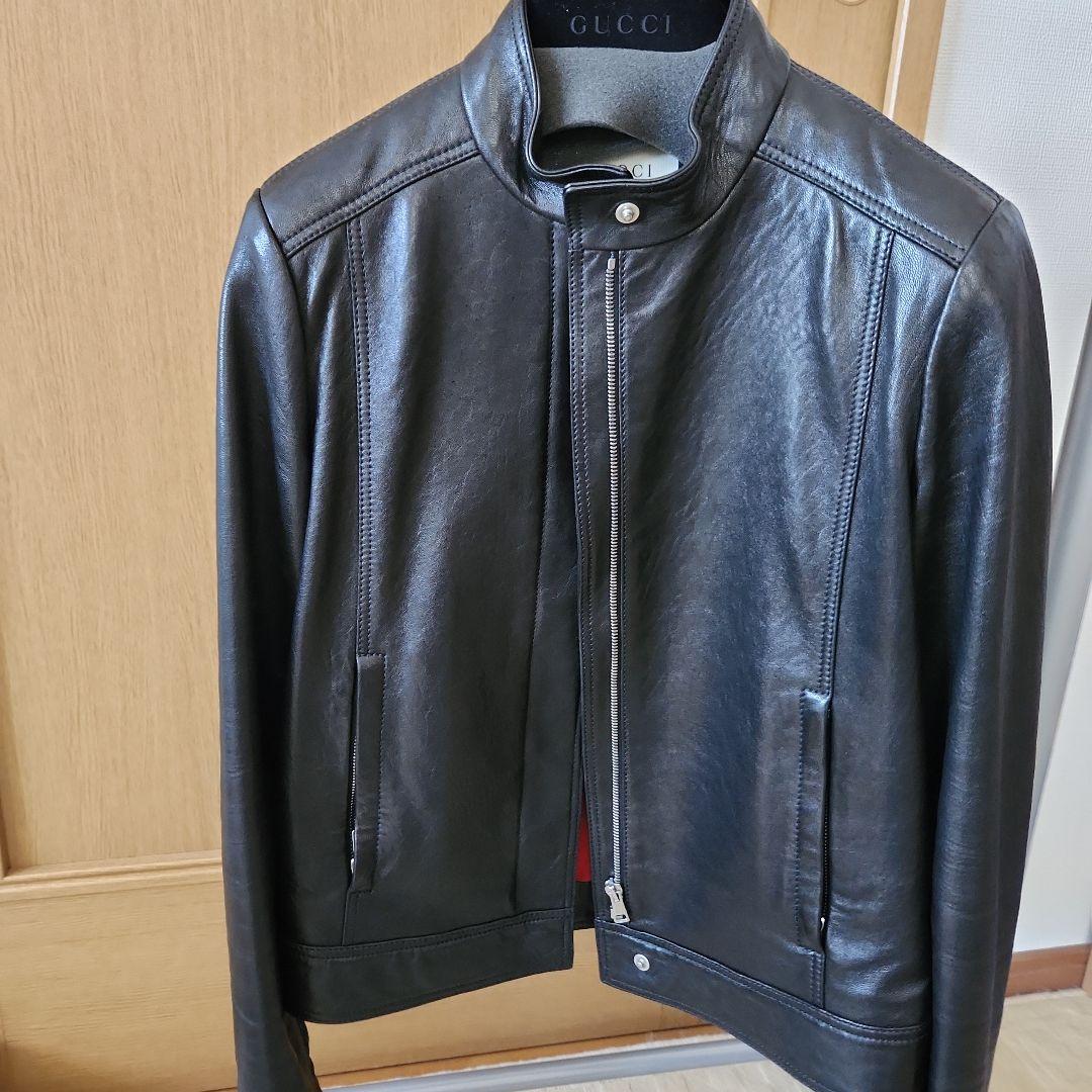 mofusand 。GUCCI ブラックレザー シングルライダース