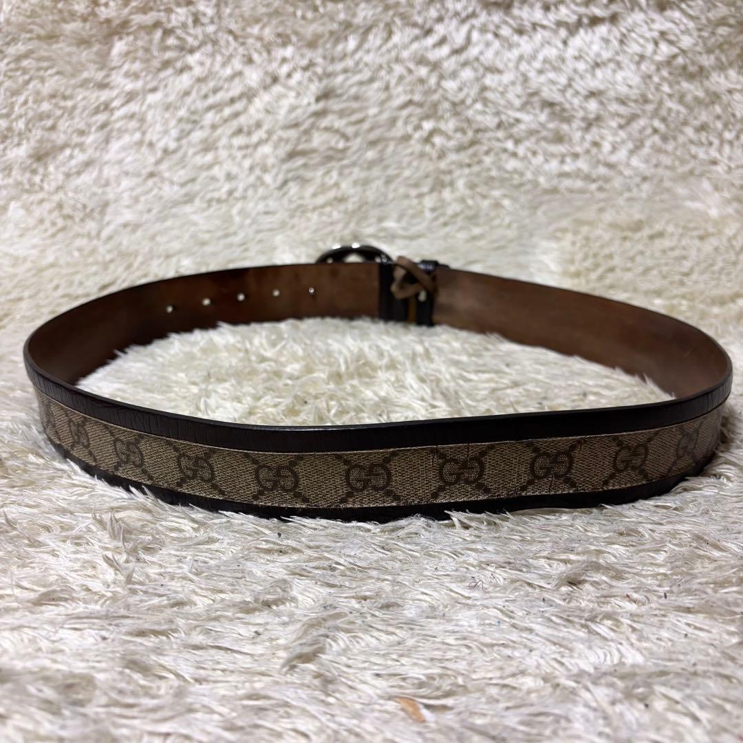 【美品】グッチ ベルト ベージュ ブラウン インターロッキング キャンバス