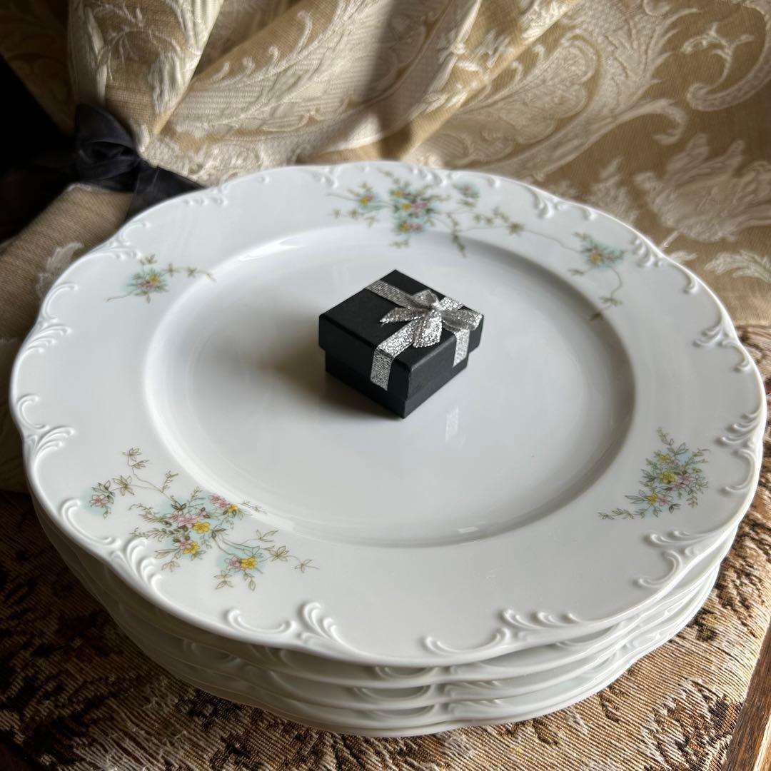 ドイツ製ROSENTHAL Catherine繊細なレリーフ花束プレート大皿5枚