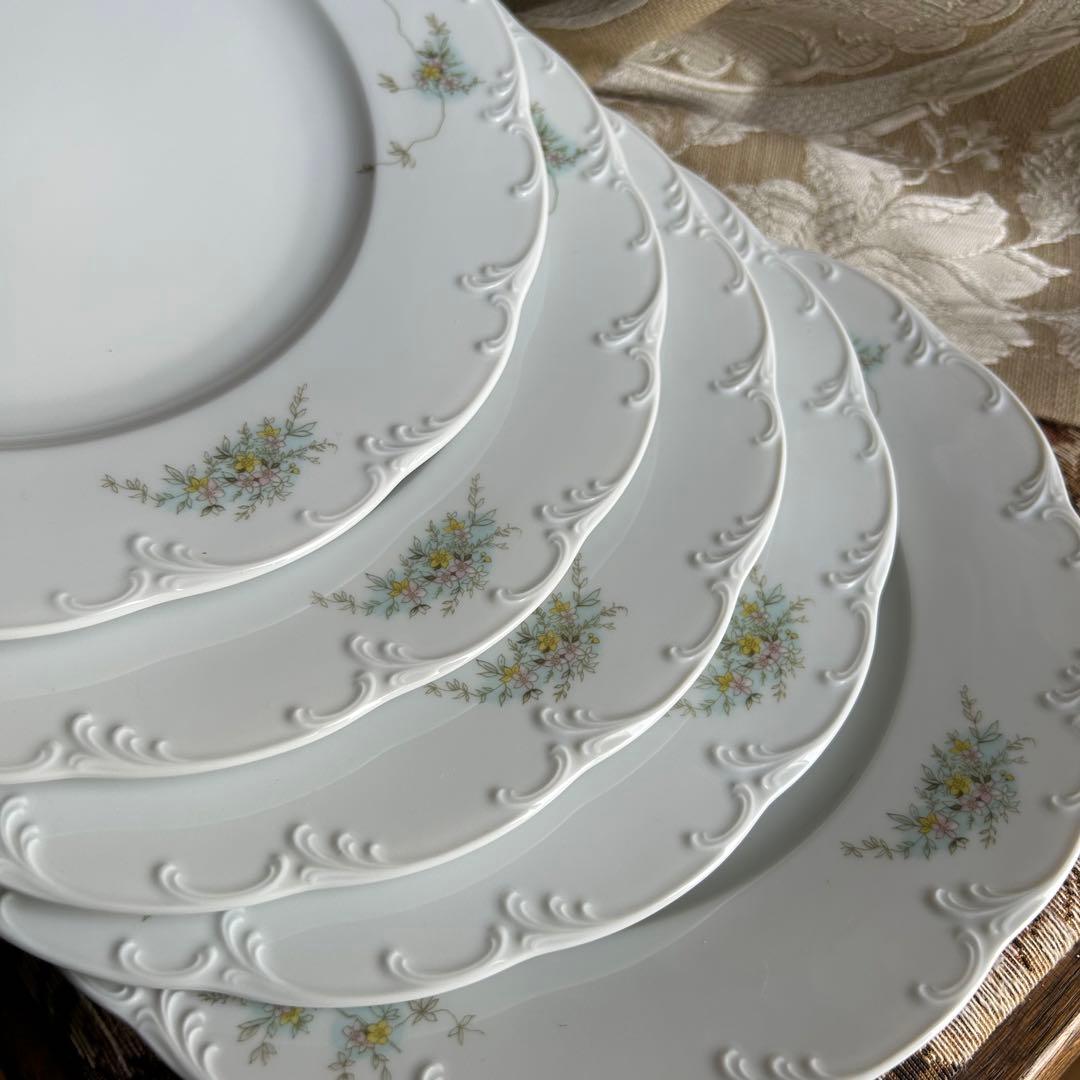 ドイツ製ROSENTHAL Catherine繊細なレリーフ花束プレート大皿5枚
