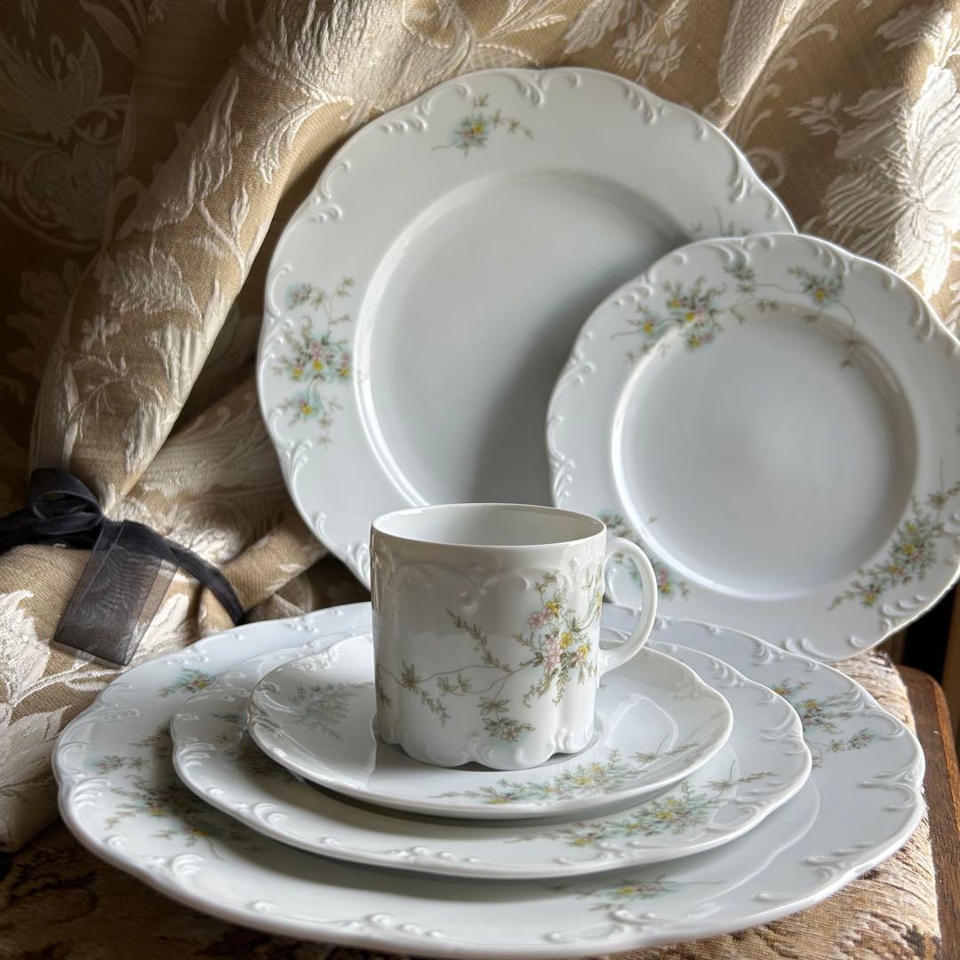 ドイツ製ROSENTHAL Catherine繊細なレリーフ花束プレート大皿5枚