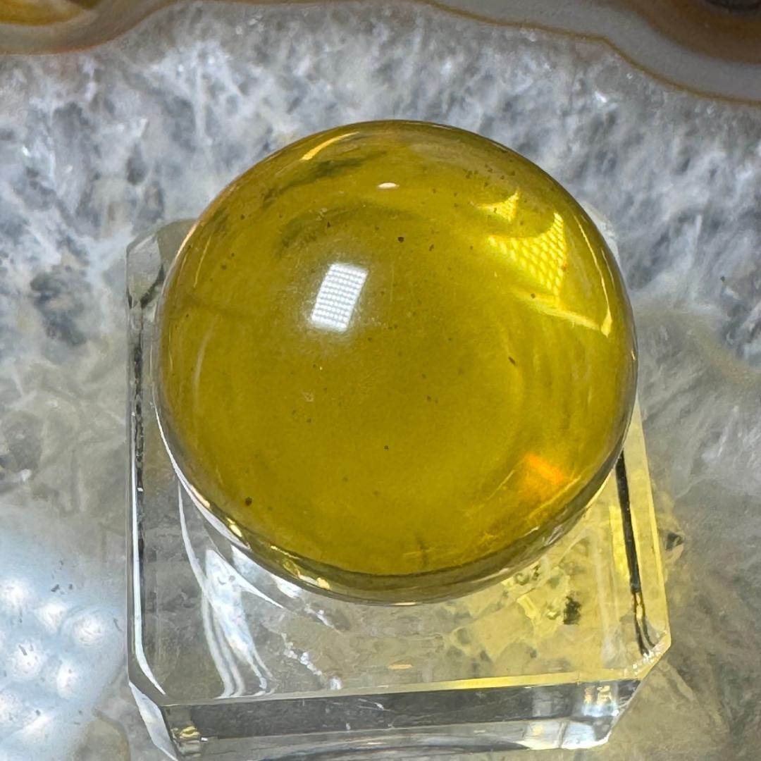 ブルーアンバー　メキシコ産　◇琥珀（こはく）◇丸玉　約24.8㎜