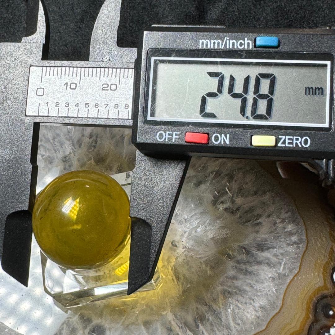 ブルーアンバー　メキシコ産　◇琥珀（こはく）◇丸玉　約24.8㎜