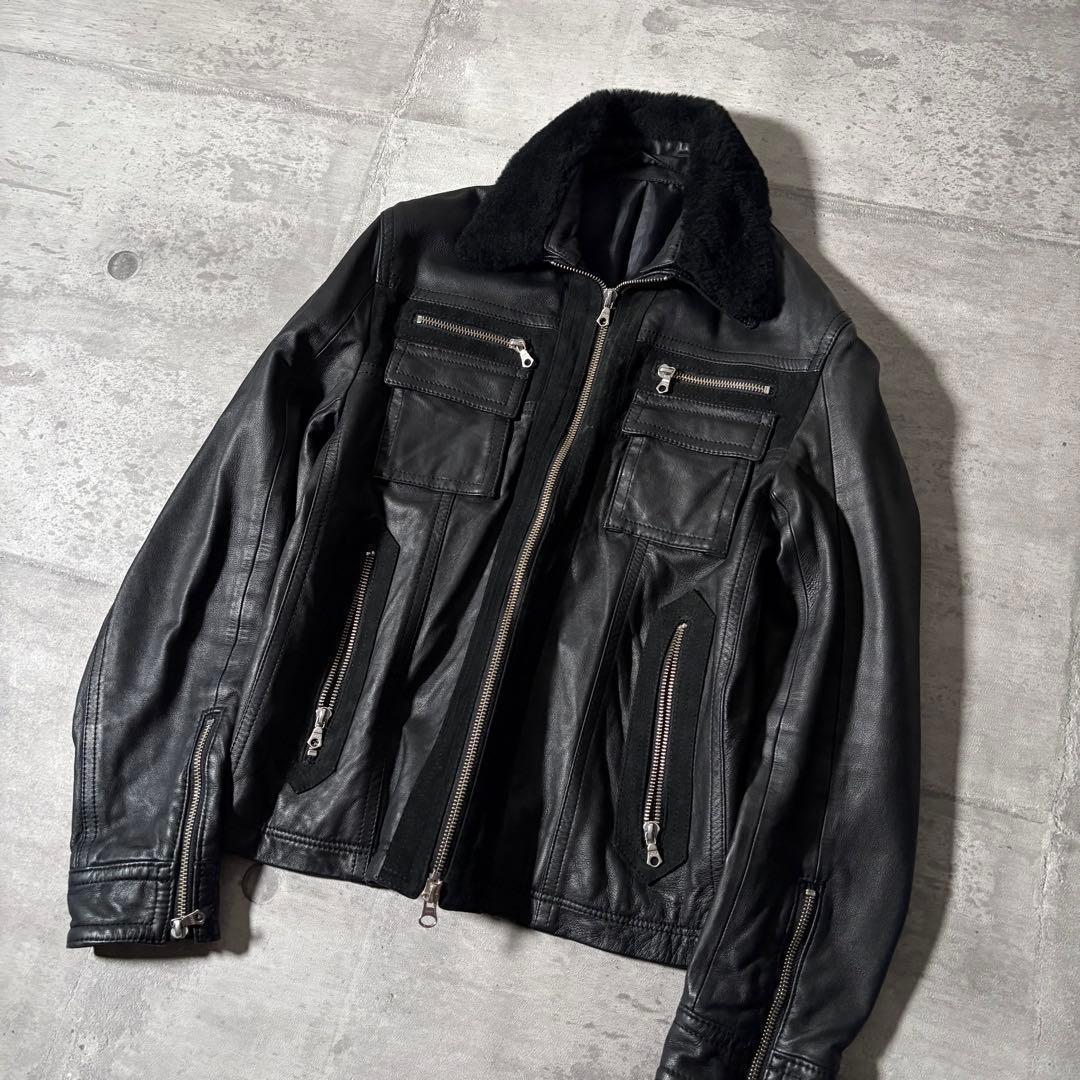 ジャケット・アウター 2000's mouton leather jacket y2k opium