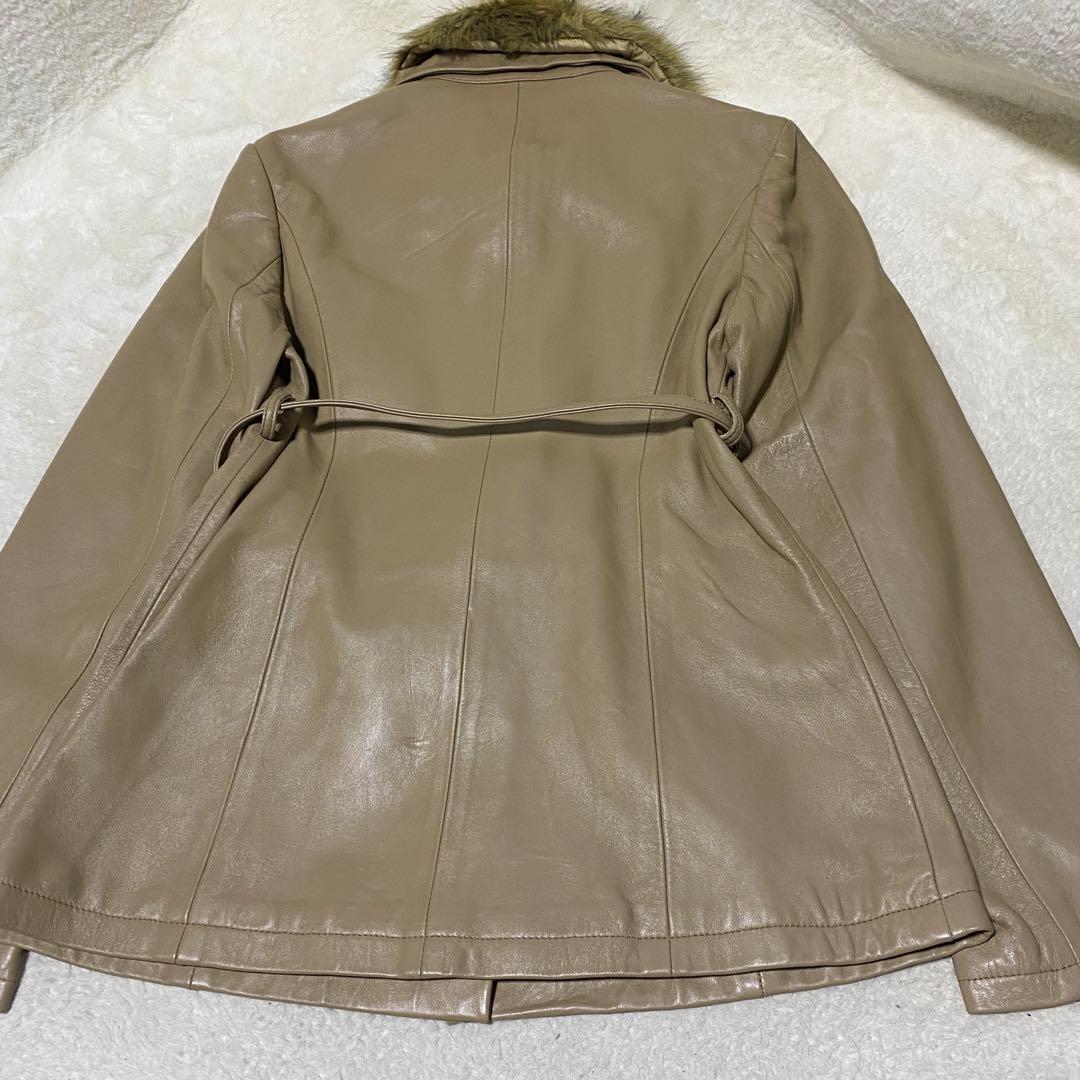 新品❤️スコットクラブ ファー付きレザージャケット/ショートコート 襟付き 羊革