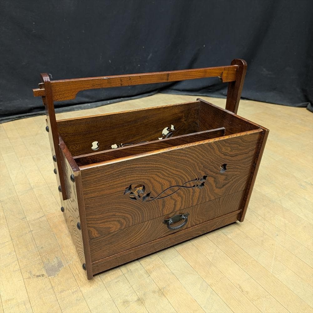 駿河民芸　欅　ケヤキ　キャスター付き　マガジンラック　ブックスタンド　ラック