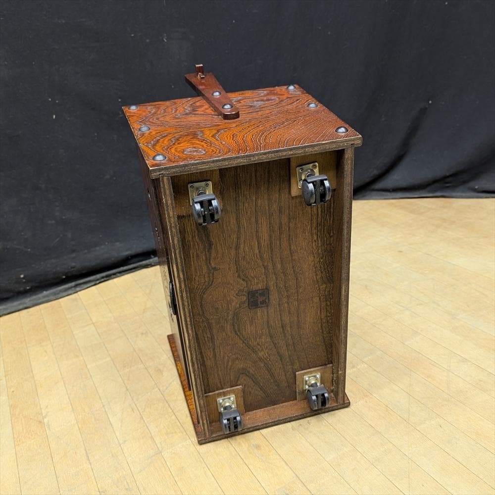 駿河民芸　欅　ケヤキ　キャスター付き　マガジンラック　ブックスタンド　ラック