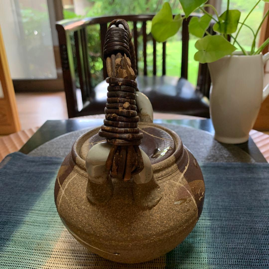 急須　陶器　蔓ハンドル　作家物　蔓細工　未使用に近い美品