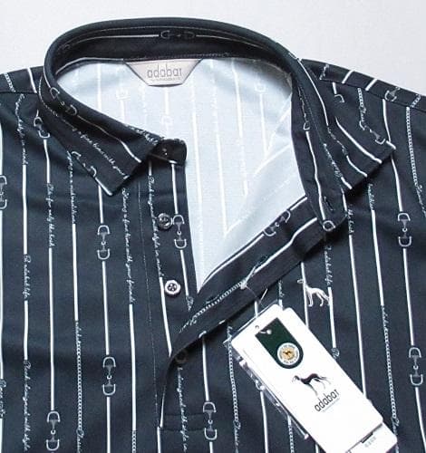 新品 アダバット/adabat ゴルフ　ビットストライプ長袖ポロシャツ/L