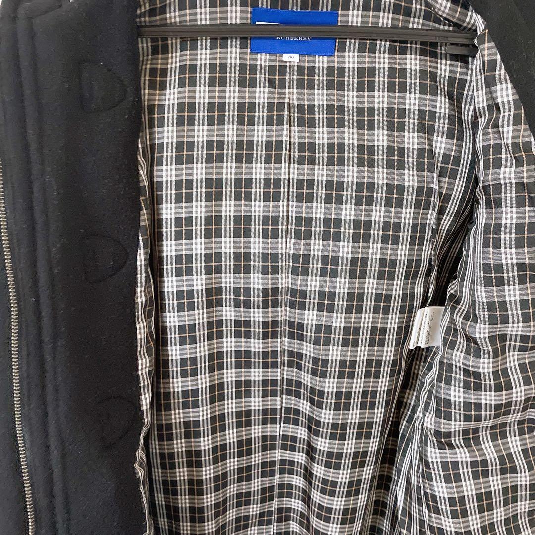 美品 バーバリーブルーレーベル　ノバチェック　フード　ダッフルコート　黒