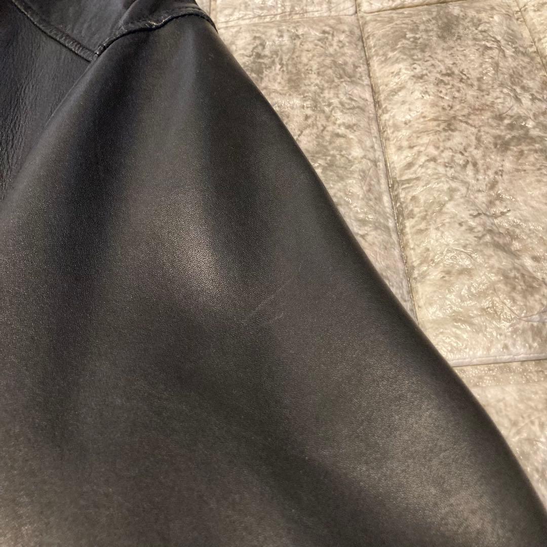 ナノユニバース レザージャケット ライダース 羊革 黒 襟 シングル