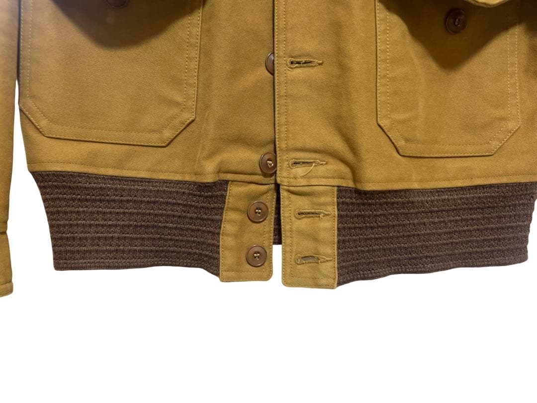 リアルマッコイズ ブラウンボタンジャケット リブ編み裾付き