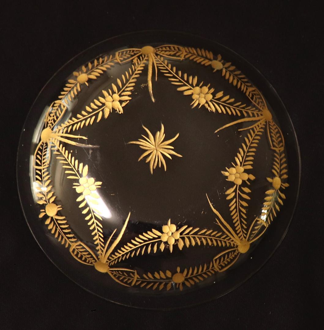 オールド・バカラ 1890年頃 珍品 高級金彩花柄トレー 小物入れ アンティーク