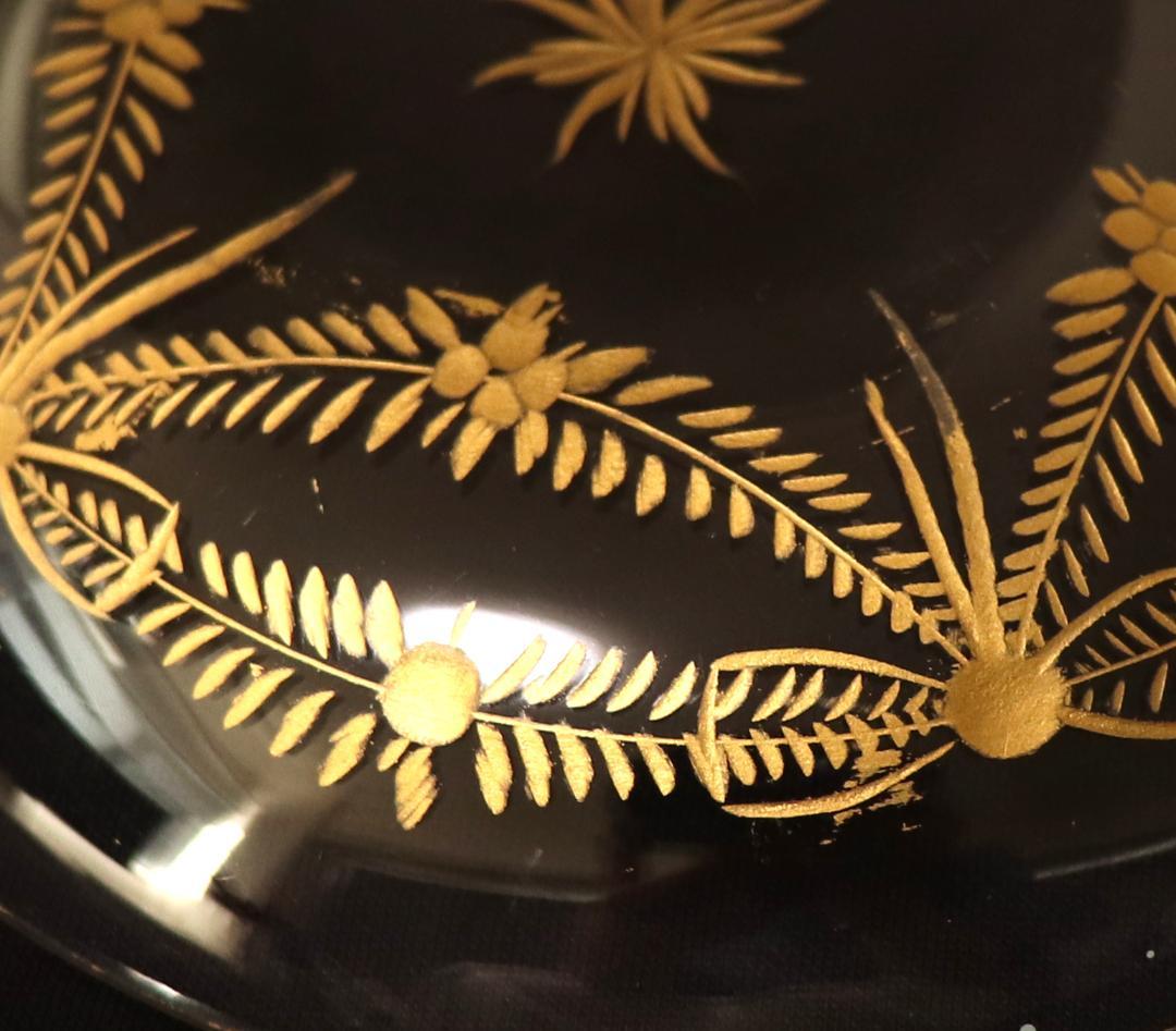 オールド・バカラ 1890年頃 珍品 高級金彩花柄トレー 小物入れ アンティーク