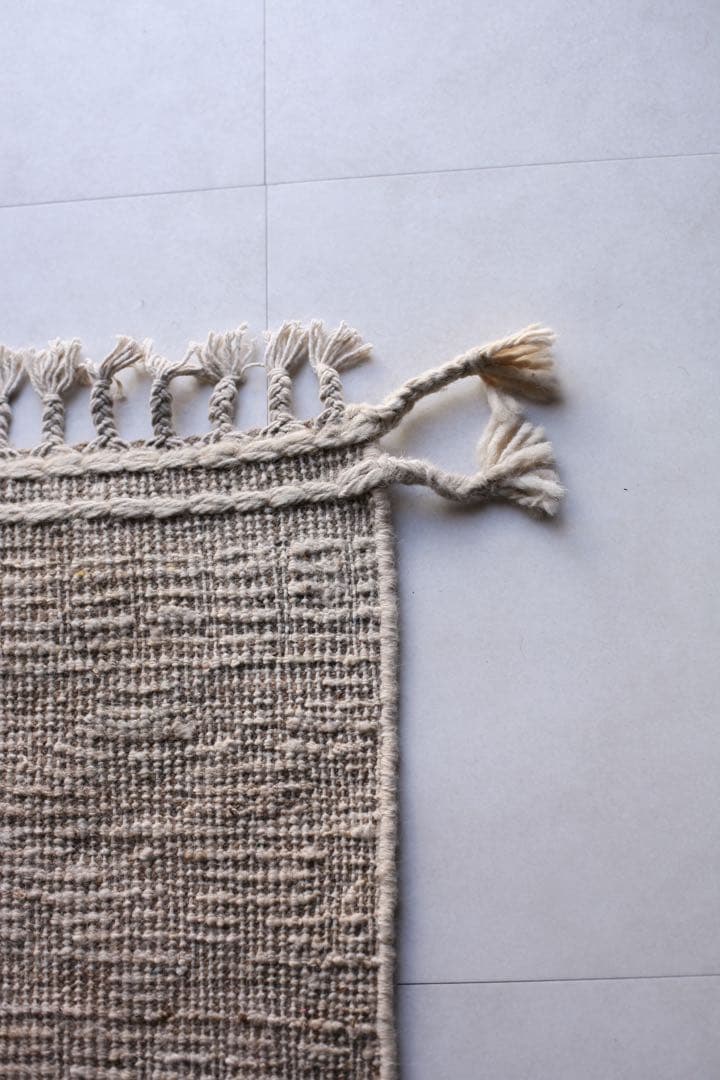 205×148 モロッコ　ベニワレン　新品　ウール　生成り