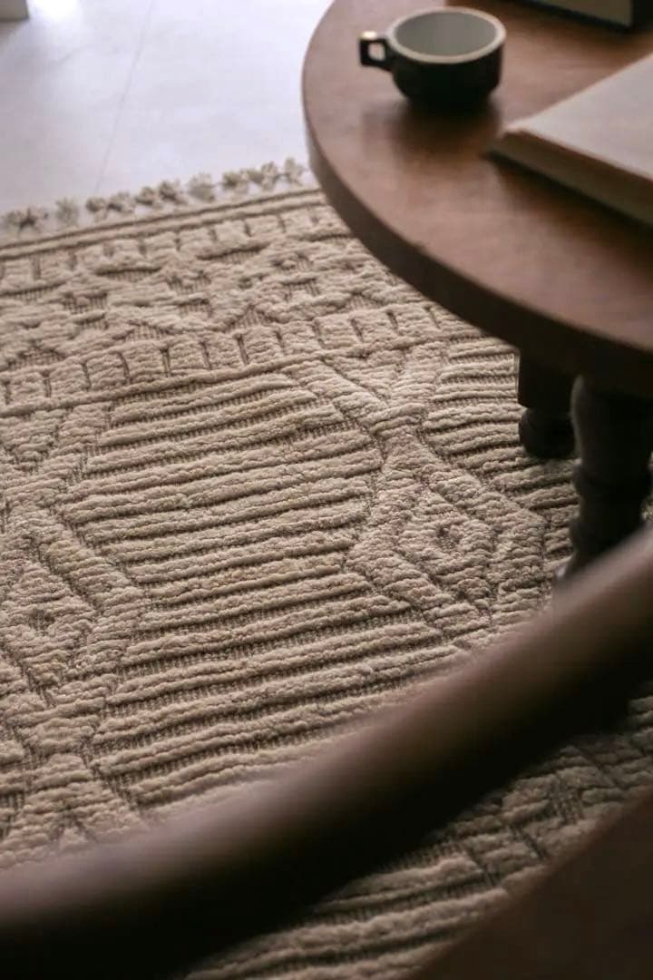 205×148 モロッコ　ベニワレン　新品　ウール　生成り