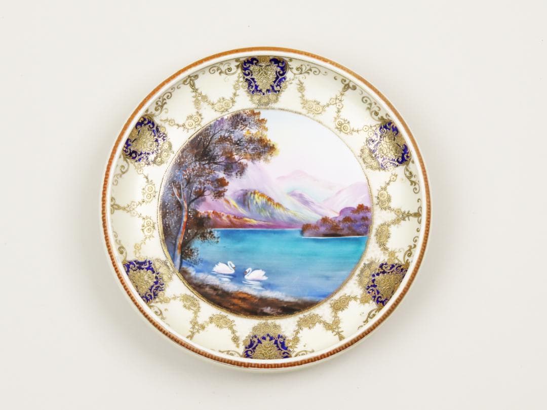 オールドノリタケ 金盛上湖畔白鳥風景 ボウル 29cm 飾り皿