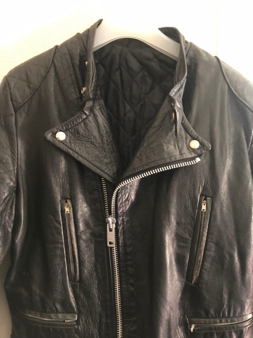 80s ヴィンテージレザーライダースジャケット uk ロンジャン