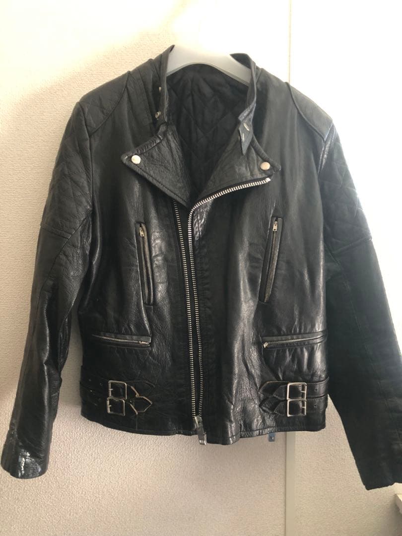 80s ヴィンテージレザーライダースジャケット uk ロンジャン