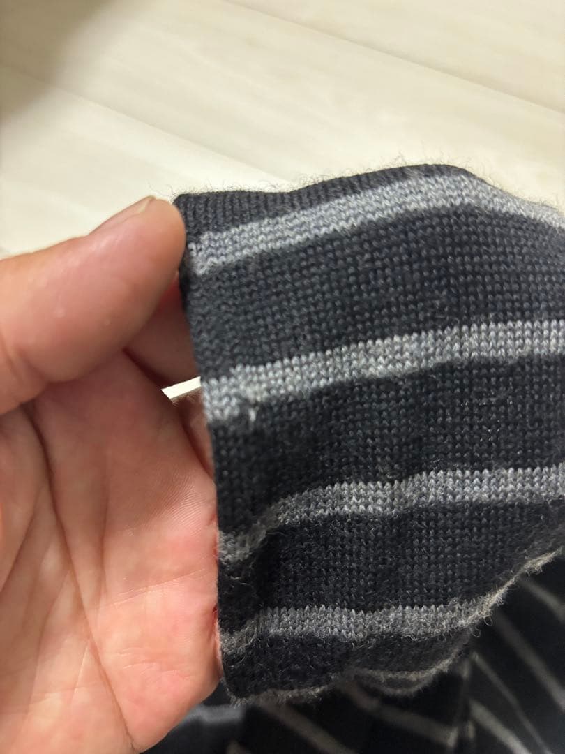 Dior Homme ロング ボーダーマフラー　ブラック ストール