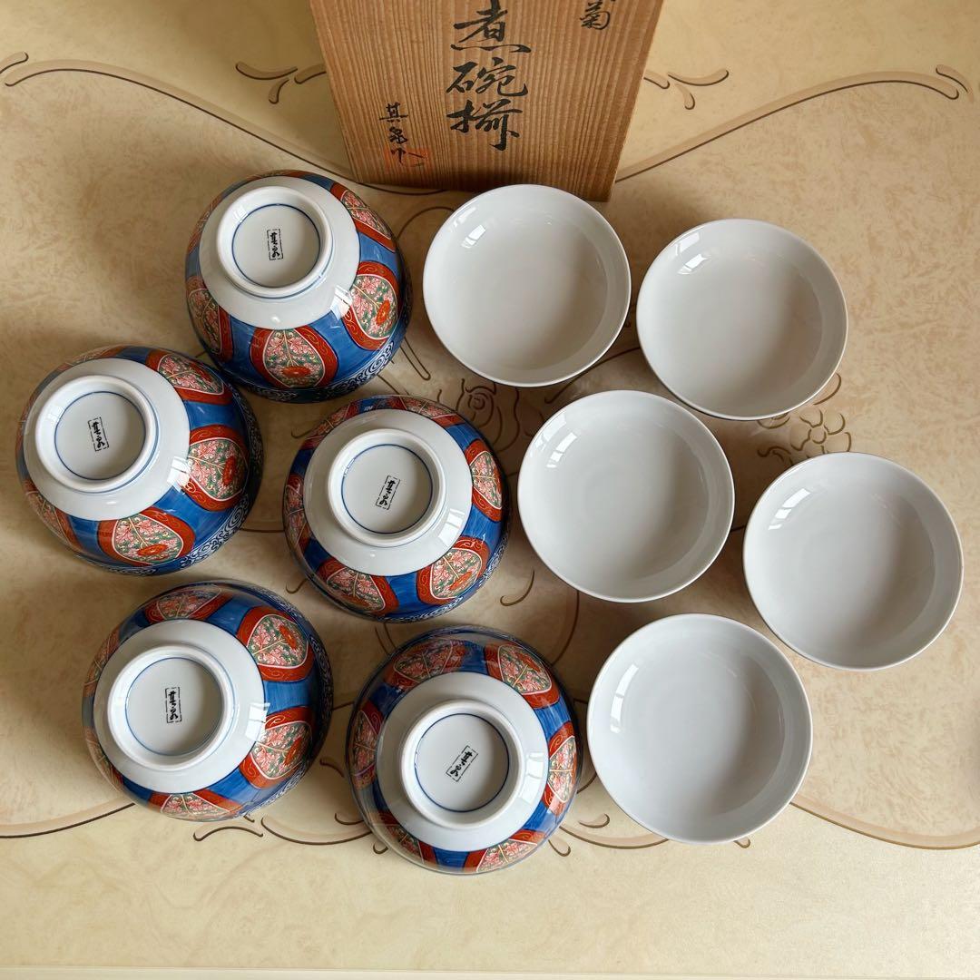 有田焼　賞美堂　其泉窯　蓋付き丼ぶり揃　5客セット　金彩古伊万里　雑煮碗　正月