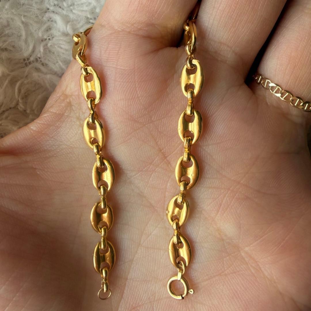 金具K18金　ゴールドリンクチェーンブレスレット　高級18金メッキ　16cm