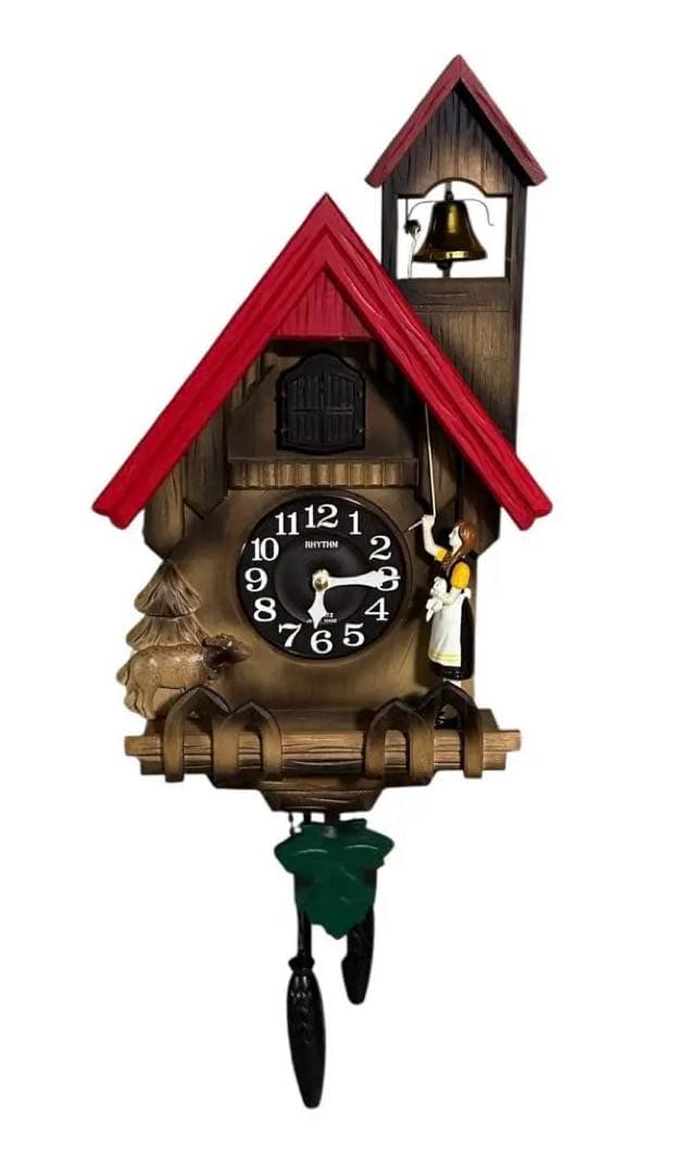 リズム　カッコーチロリアンR 4MJ732RH木枠 ふいご式 鳩時計 振り子時計