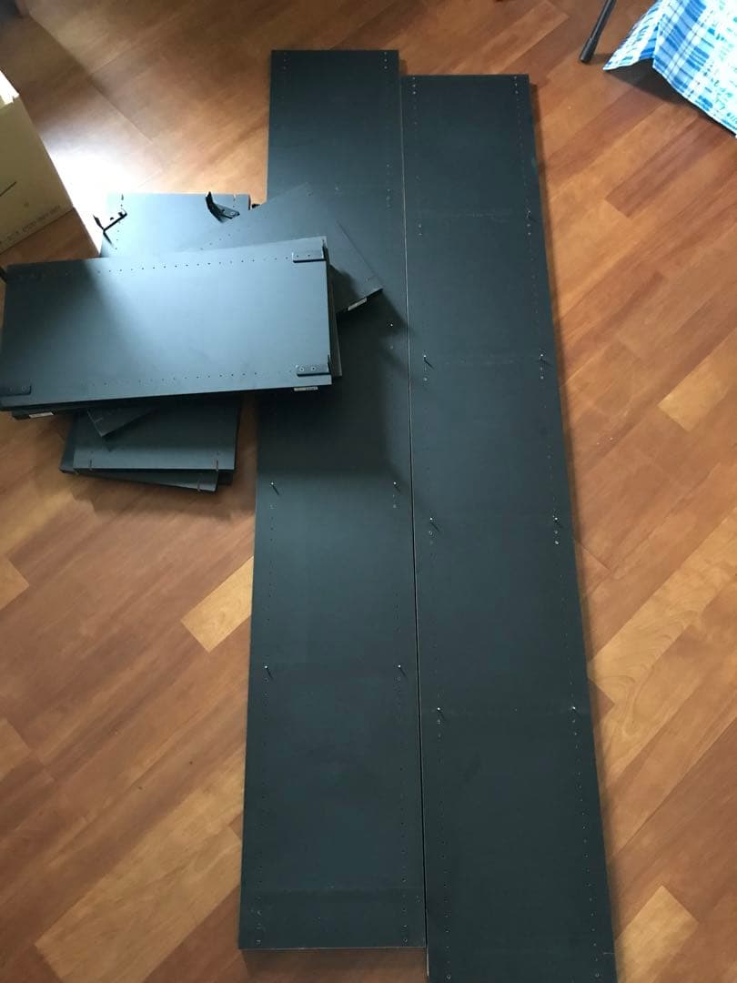 山崎実業　トスカ　縦パネル2枚棚板7枚　　部材ラック板材　木製　黒