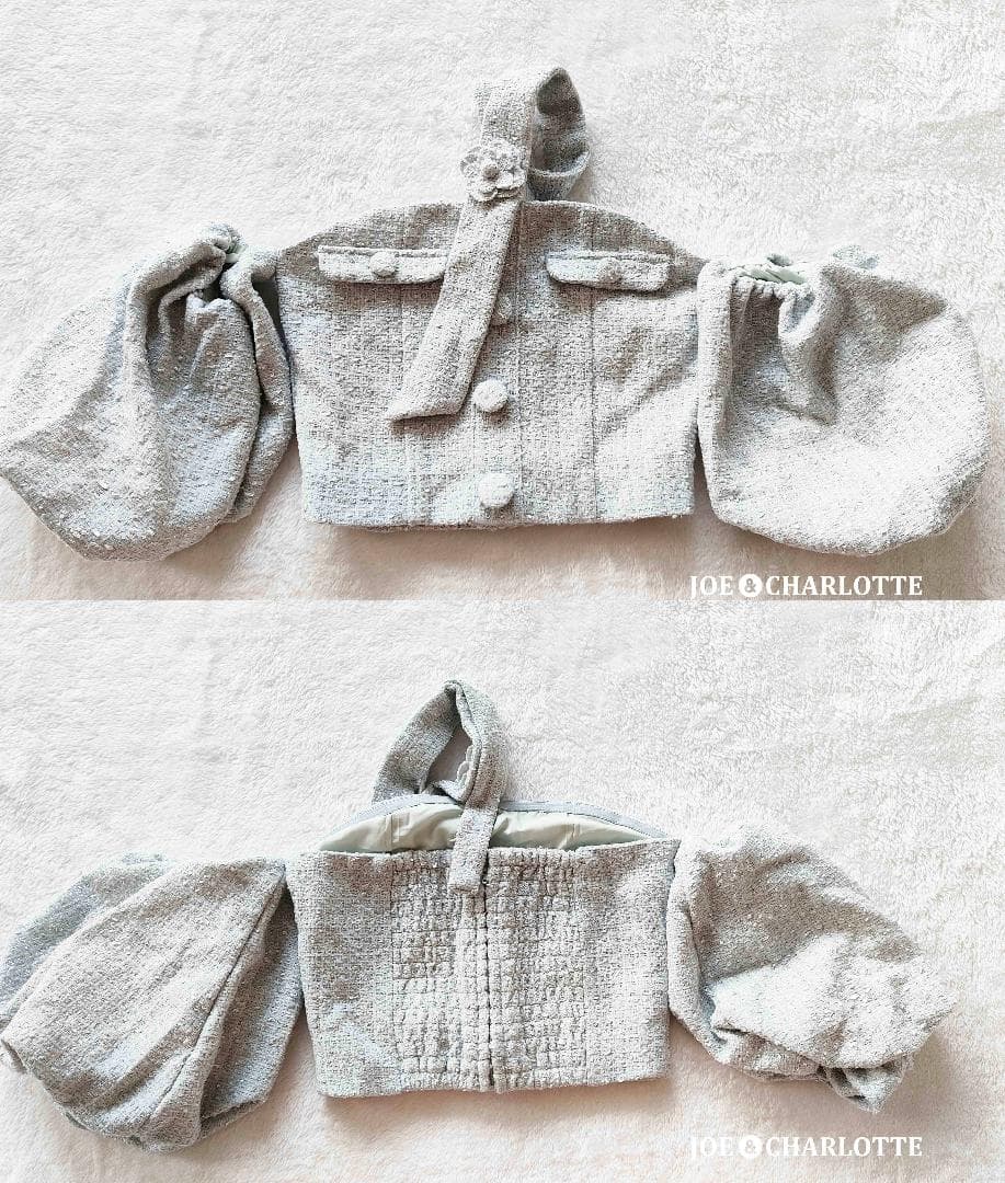 ダーリッチ darich ホルターネックオフショルツイードトップス サックス