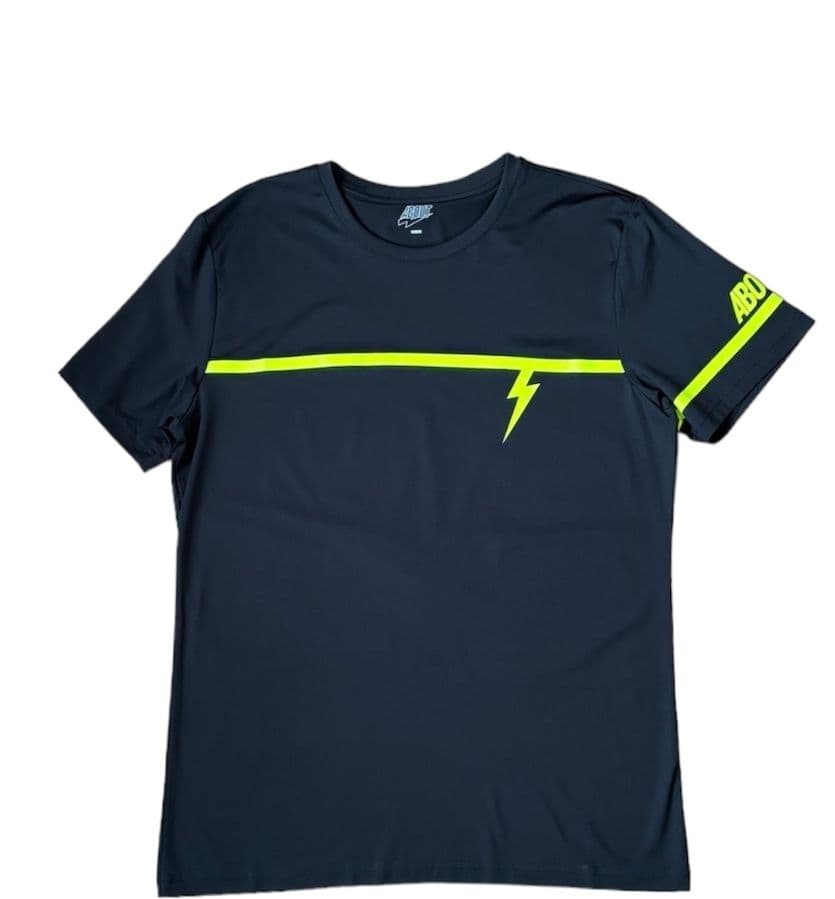 ABOUTアバウト テニスウェア M　ブラック 蛍光イエローライン