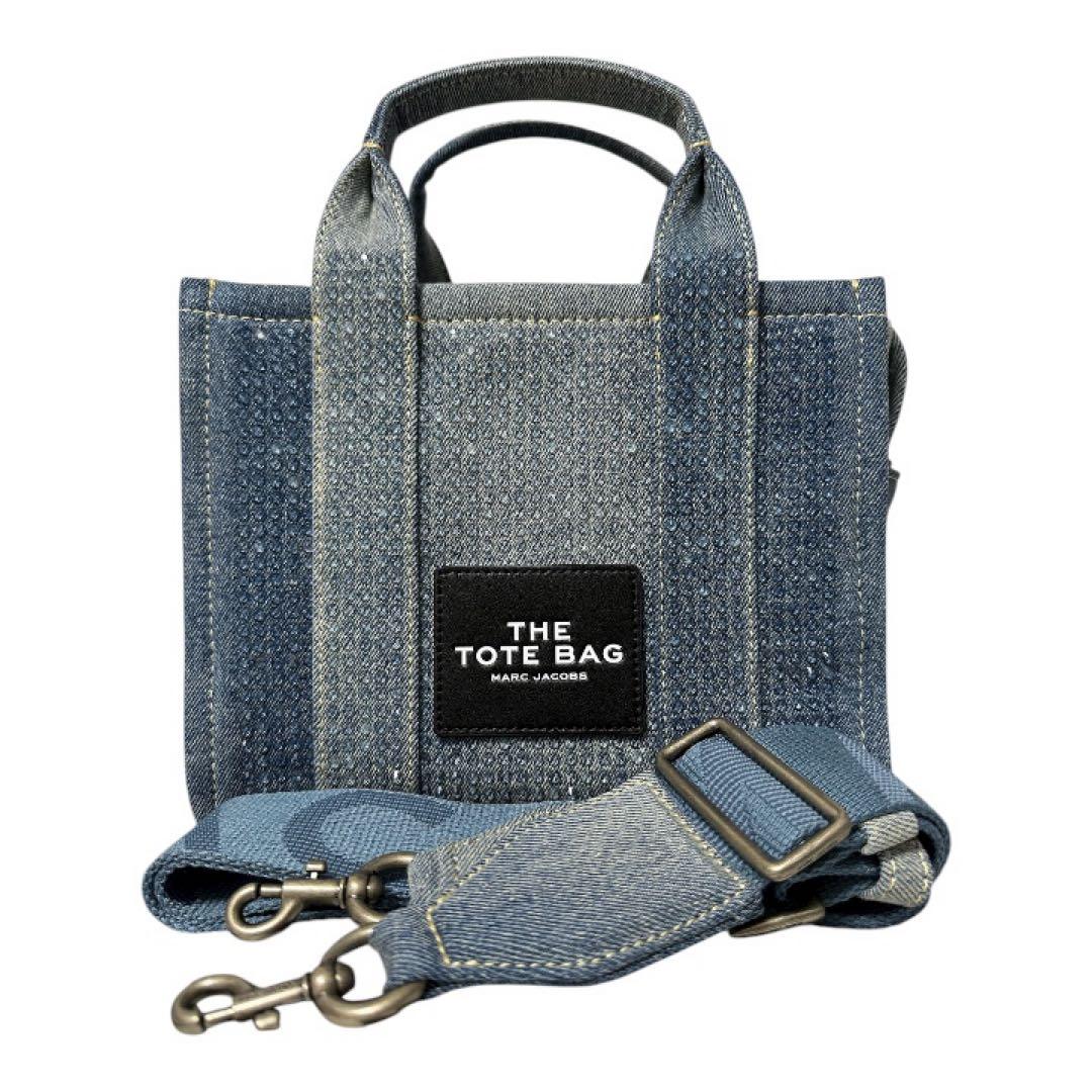 新品■マークジェイコブス ザ クリスタルデニム スモールトートバッグライトブルー