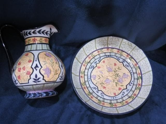 カプリウェア 水指と受け皿 水指高28cm胴18cm受皿33cm高7cm