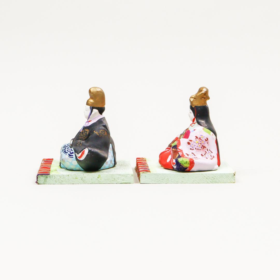 御所雛 陶製 置物 共箱