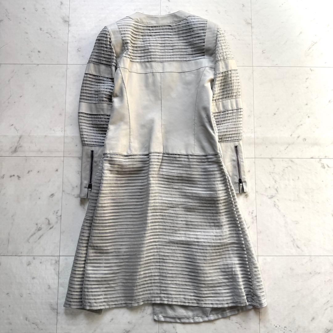 美品 GIORGIO ARMANI ラムレザーコート ライトグレー S〜M相当