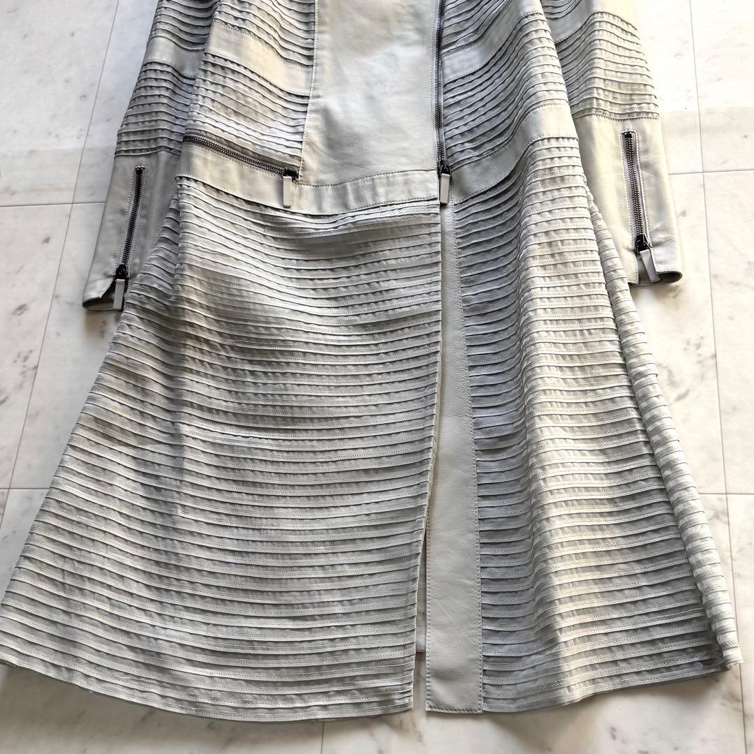 美品 GIORGIO ARMANI ラムレザーコート ライトグレー S〜M相当