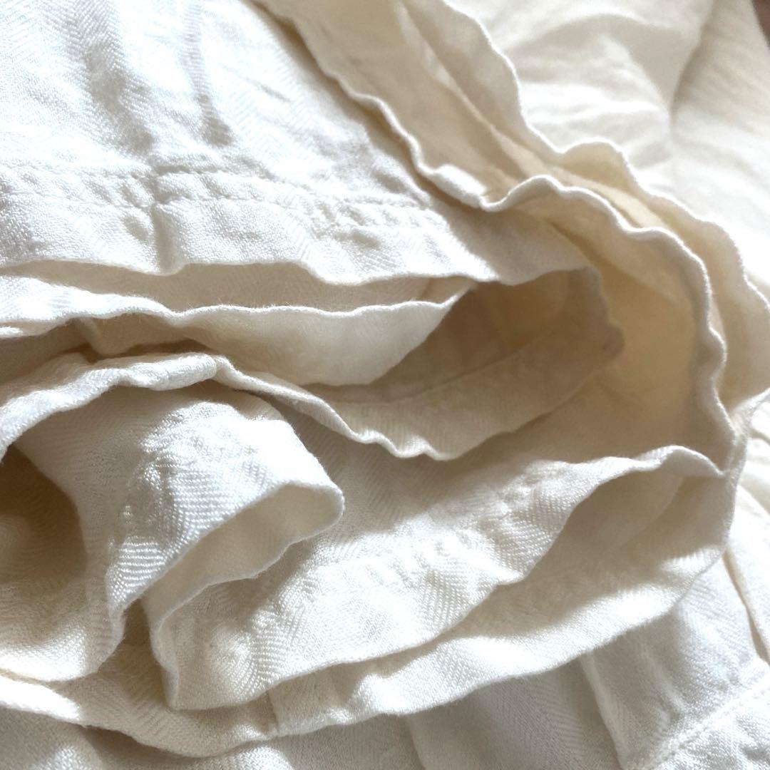 ARMEN アーメン　リネンへリンボーンエプロンワンピース　オフホワイト　麻