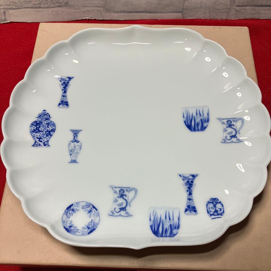 深川製磁　ブルーチャイナ　サンドイッチトレー 大皿　希少　未使用品
