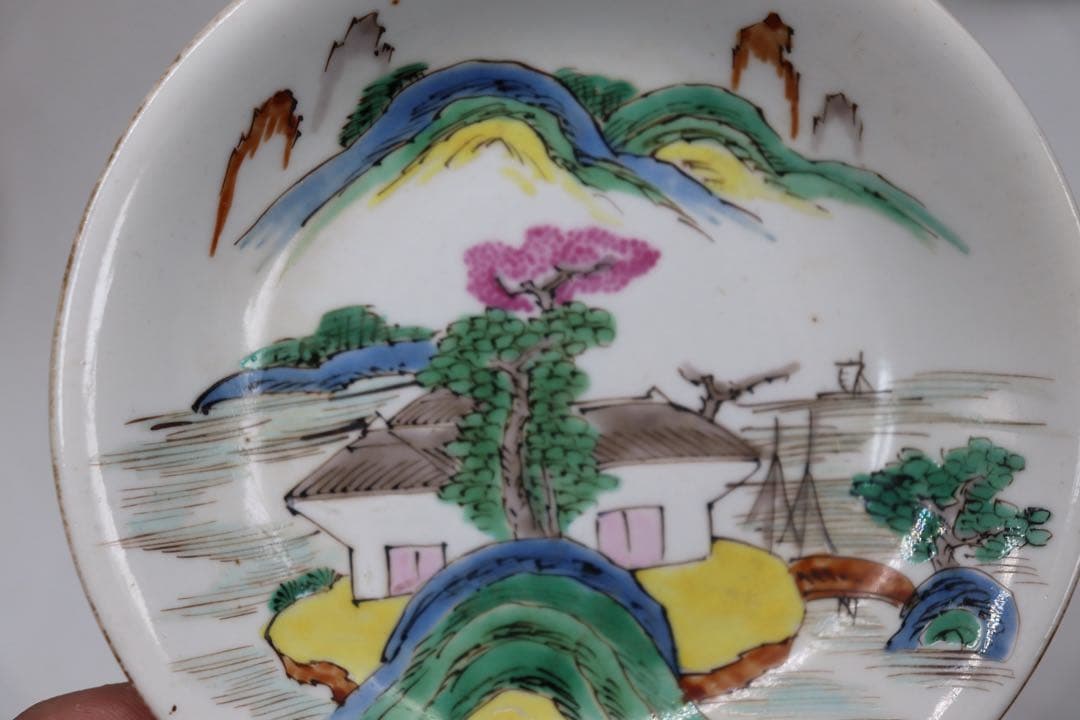 中国　清時代　十錦手小皿5点　木箱入　送料込み250708